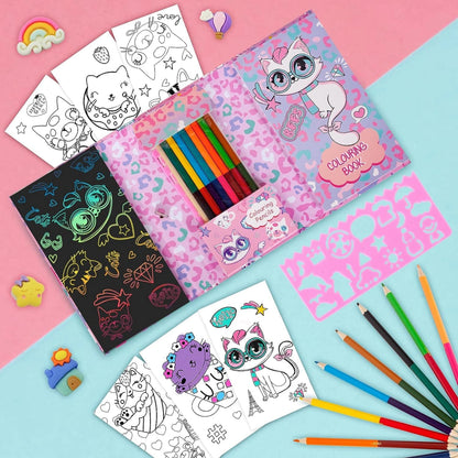 Colouring Book Set with Scratch Art