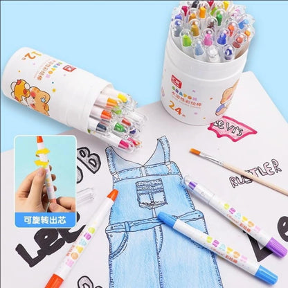 Color Twist Crayons Set with Storage Bucket