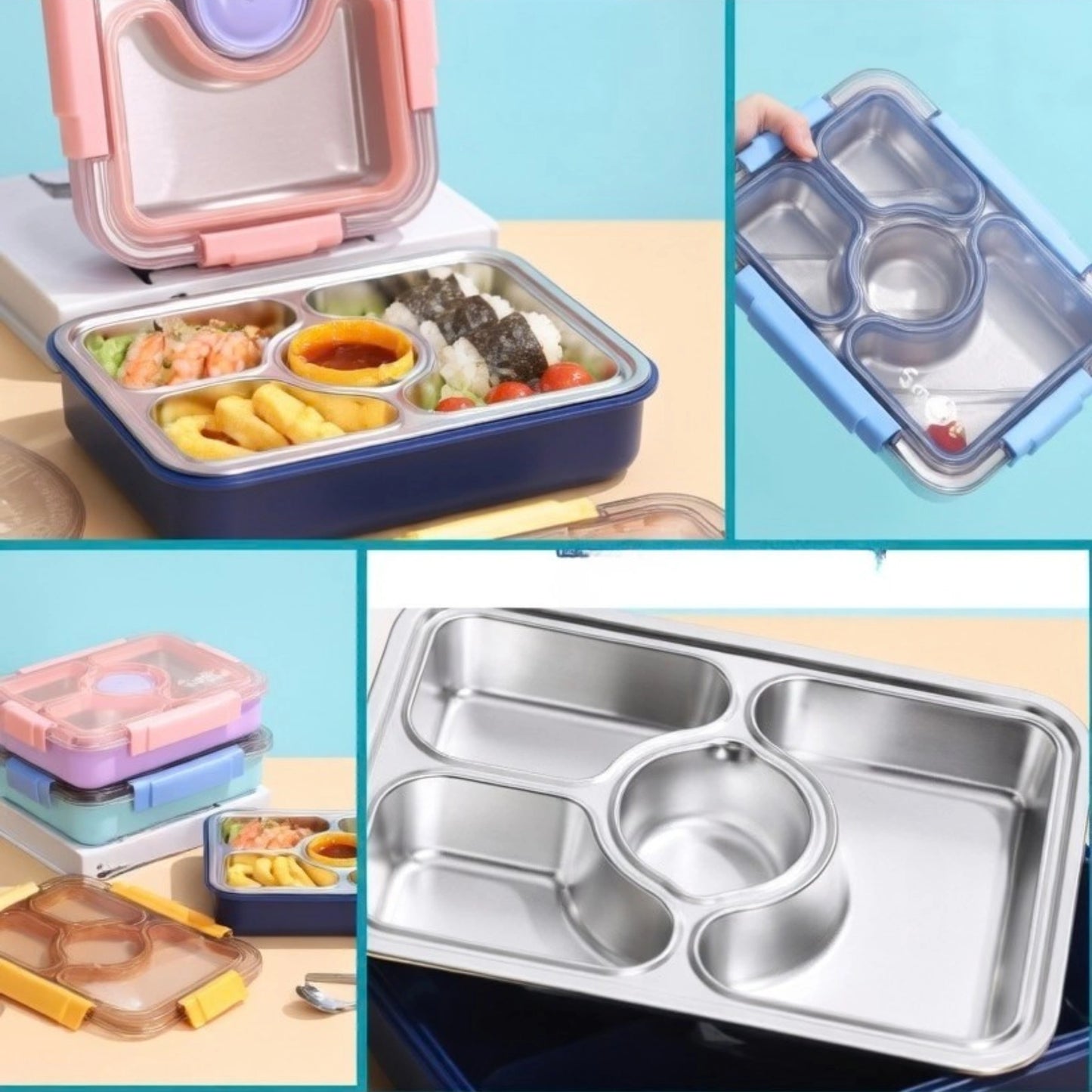 Stainless Steel Bento Lunch Box with Sauce Cup