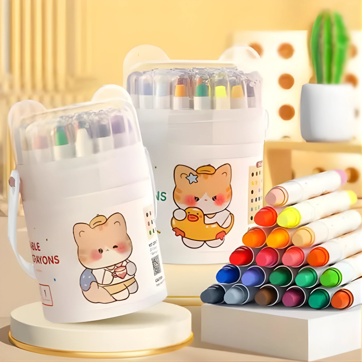 Color Twist Crayons Set with Storage Bucket