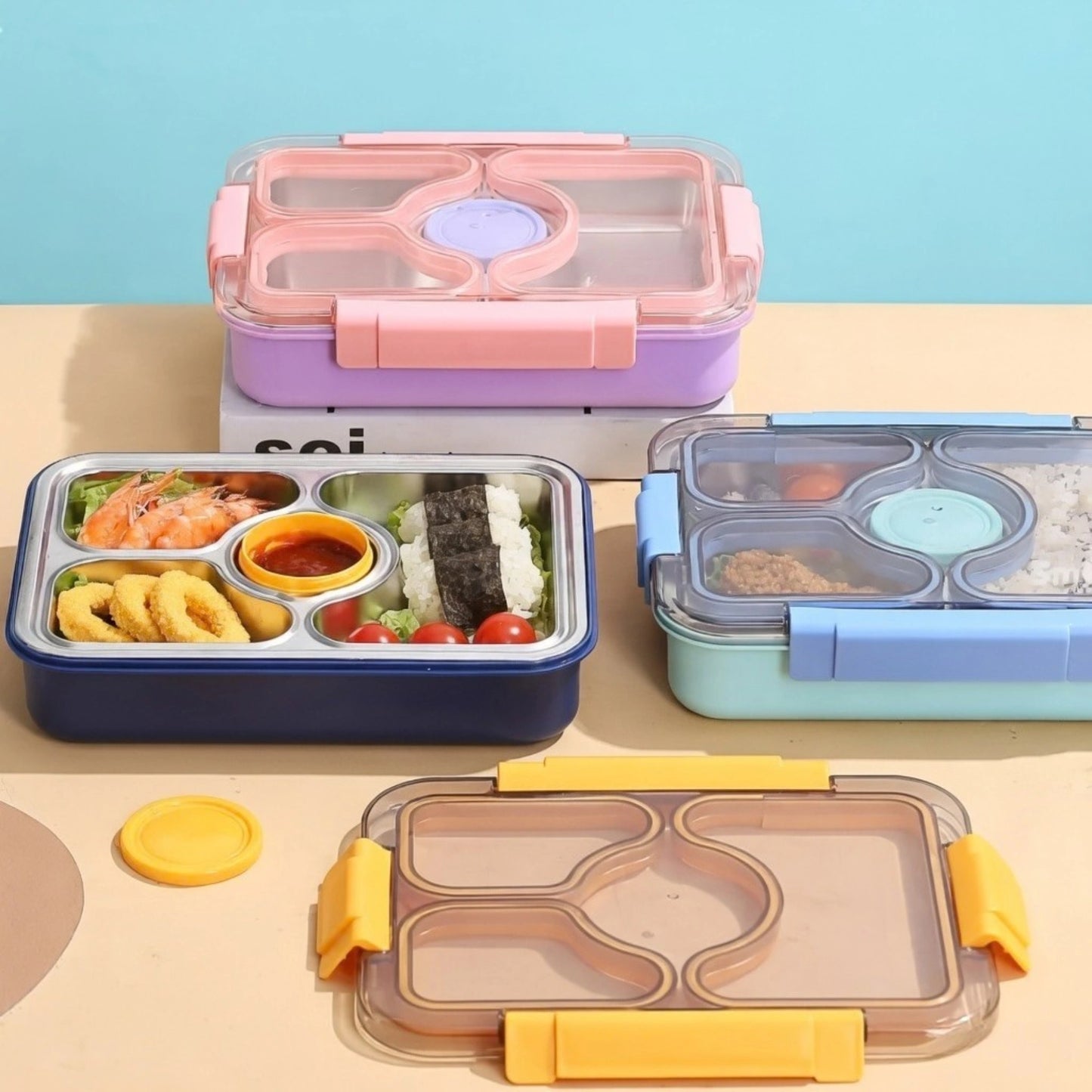 Stainless Steel Bento Lunch Box with Sauce Cup