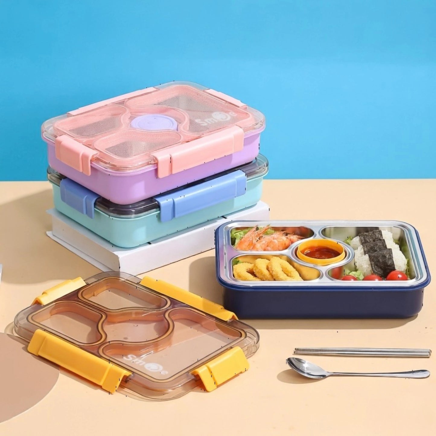 Stainless Steel Bento Lunch Box with Sauce Cup